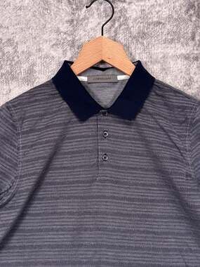 Corneliani Polo Shirt 48 / Medium Mens Blue Luxury Cotton Contrast Collar